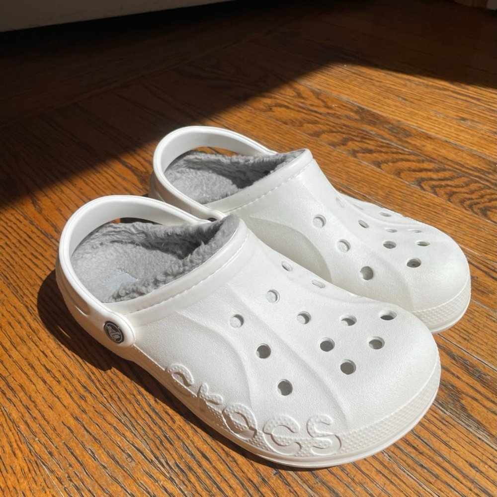 Crocs Classic Fuzz-Lined Clog In White - image 5